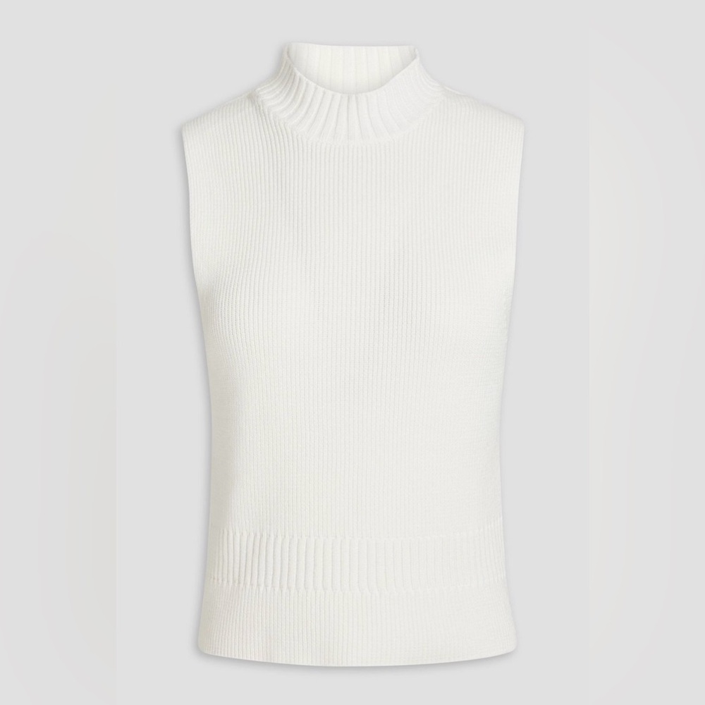 Sandro Cutout Ribbed Cotton Turtleneck Top, NWT